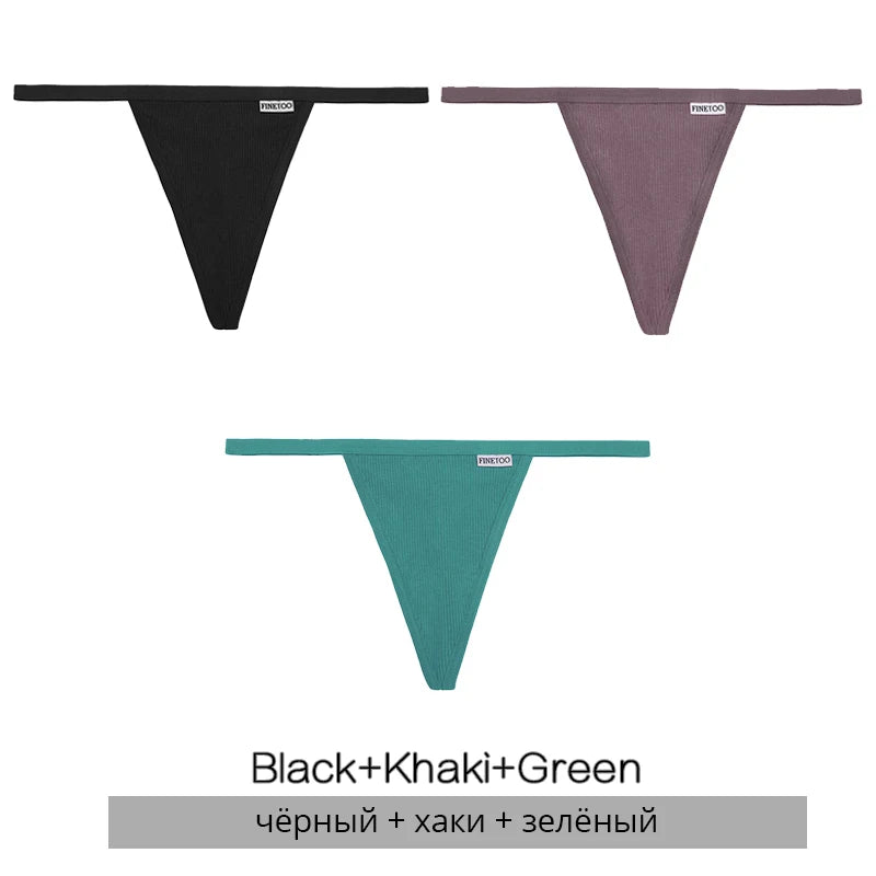 Cotton Thongs 3-Pack Set - Low-Rise Comfortable Underwear