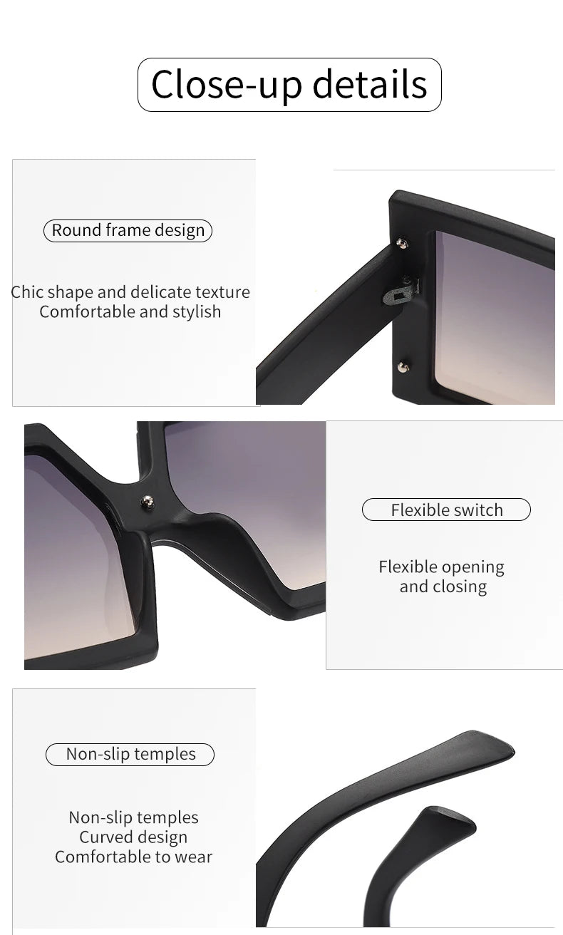 Women's Square Oversized One-pieces Gradient Sunglasses