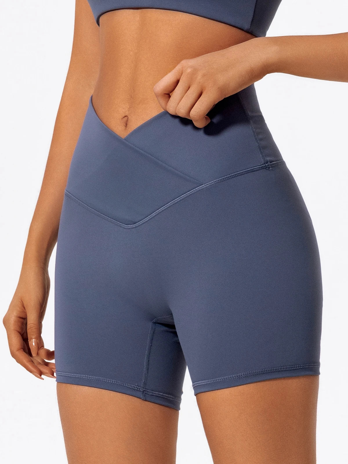 Cross Waist Gym Shorts - High Waist Breathable Cycling Yoga Shorts