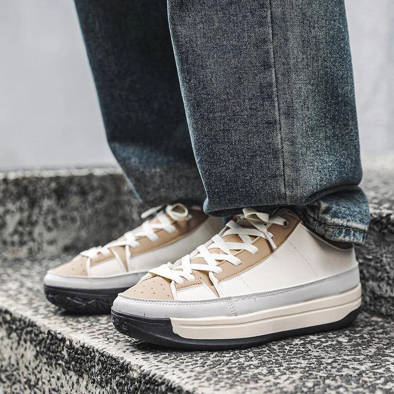 Men's Canvas Platform Sneakers - Vulcanized Skateboard Shoes