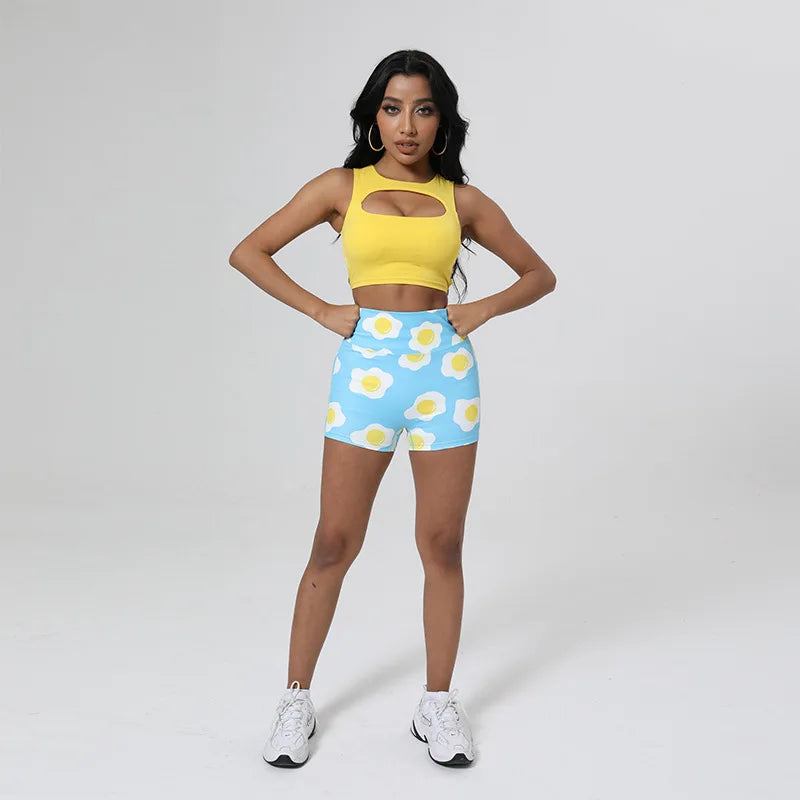 High Waist Printed Shorts