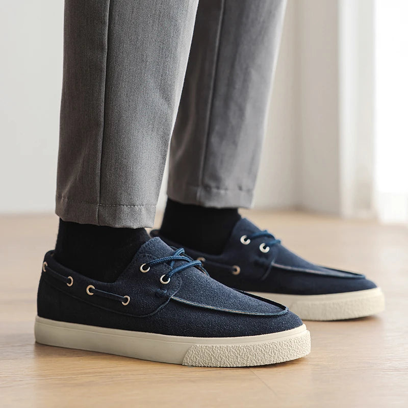 Slip-On Leather Sneakers - Men's Breathable Skateboard & Tennis Loafers