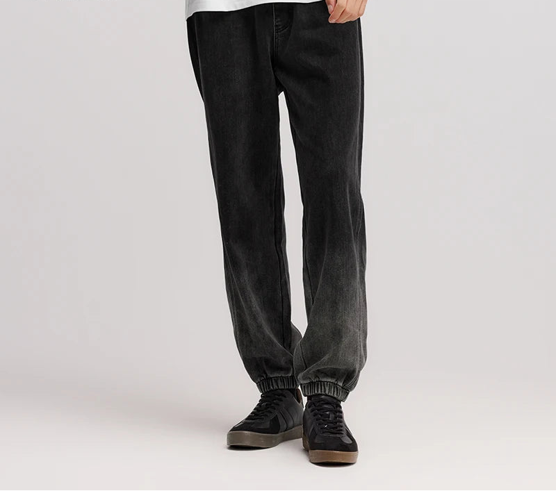 Men's Gradient Denim Jogger Jeans - Oversized Fit Winter Street Style Trousers