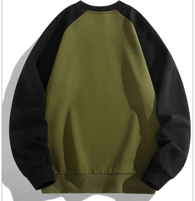 Men's Patchwork Long Sleeve Round -Neck Loose Pullover Sweatshirt