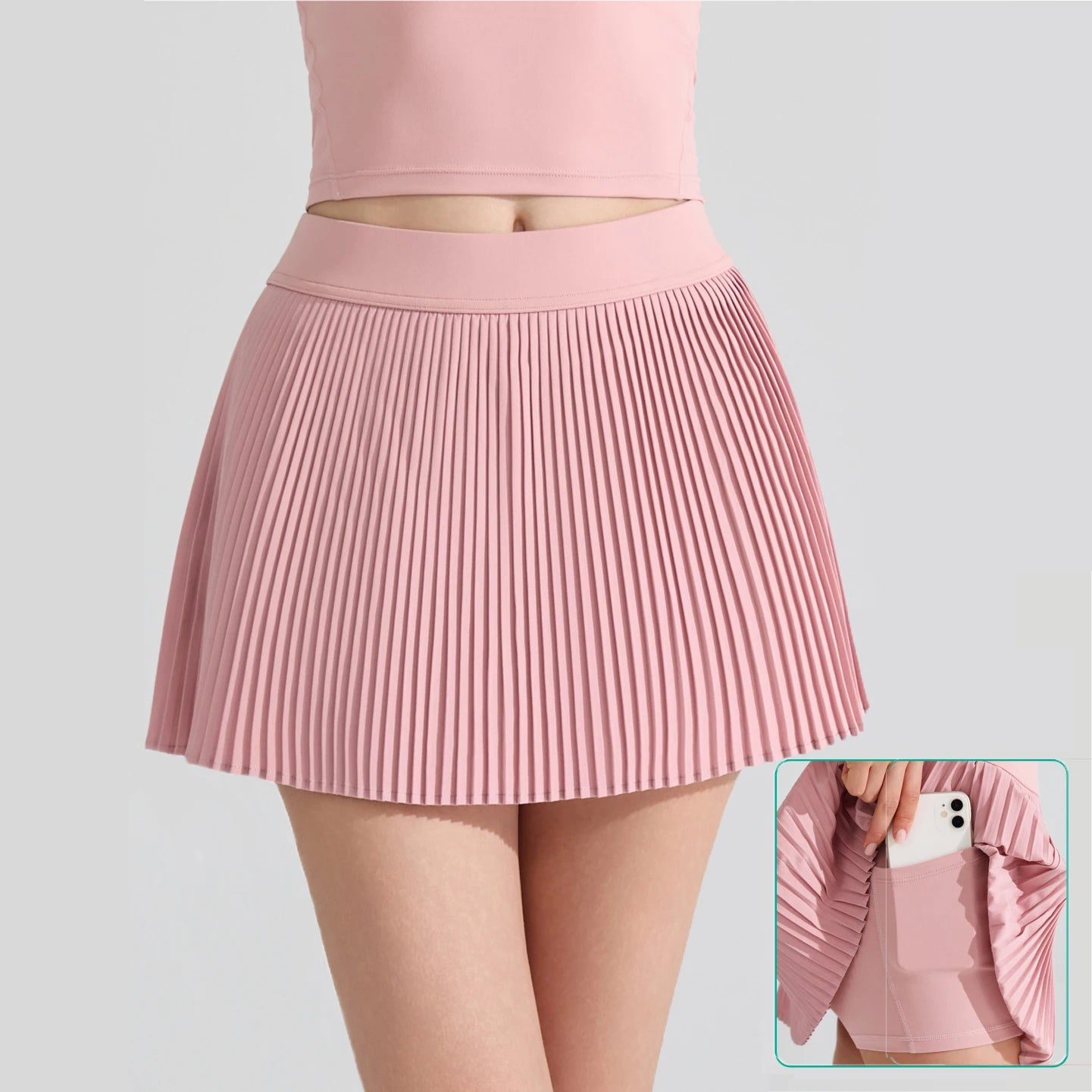 Women's Two-Piece Fitness Set - Yoga Top & Tennis Skirt Workout Outfit