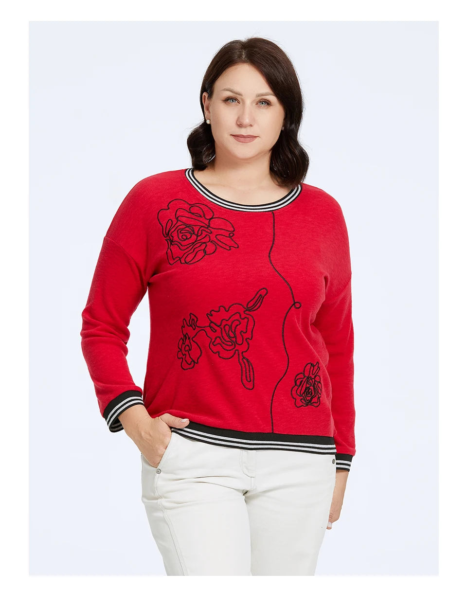 Women's Oversized Flower Embroidery Knitted Jumper