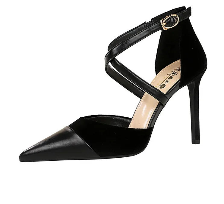 Women's 9 Cm Heels Hollow Cross Strap Heeled  Stilettos