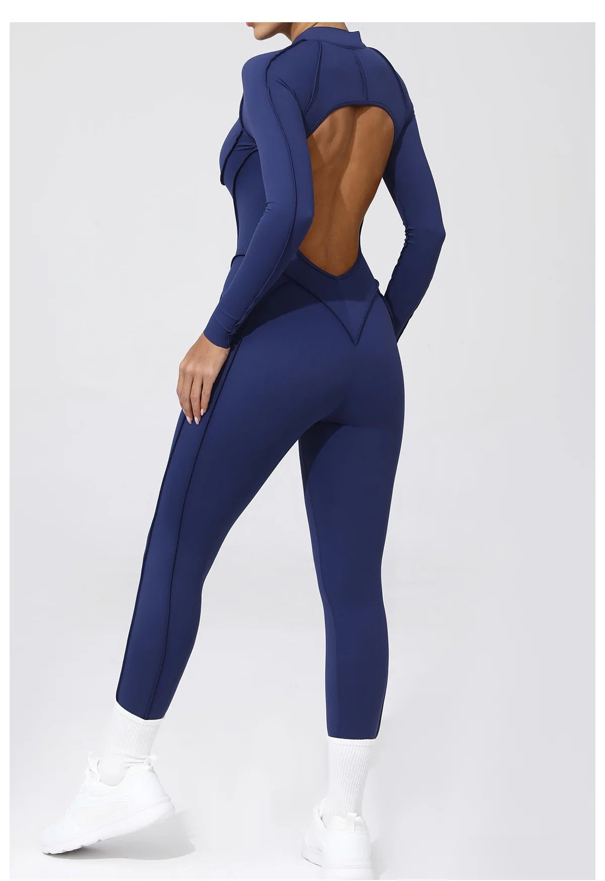 Nylon Jumpsuit - Yoga Fitness Bodysuit with Zipper