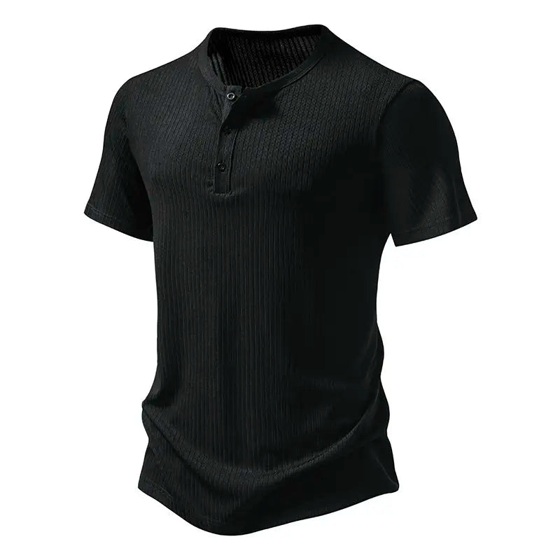 Men's Summer Henry Collar  Short Sleeve Smart Casual T-Shirt