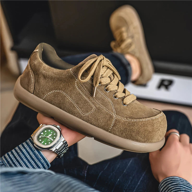 Men's Suede Leather Lace-up Casual Comfortable British Shoes