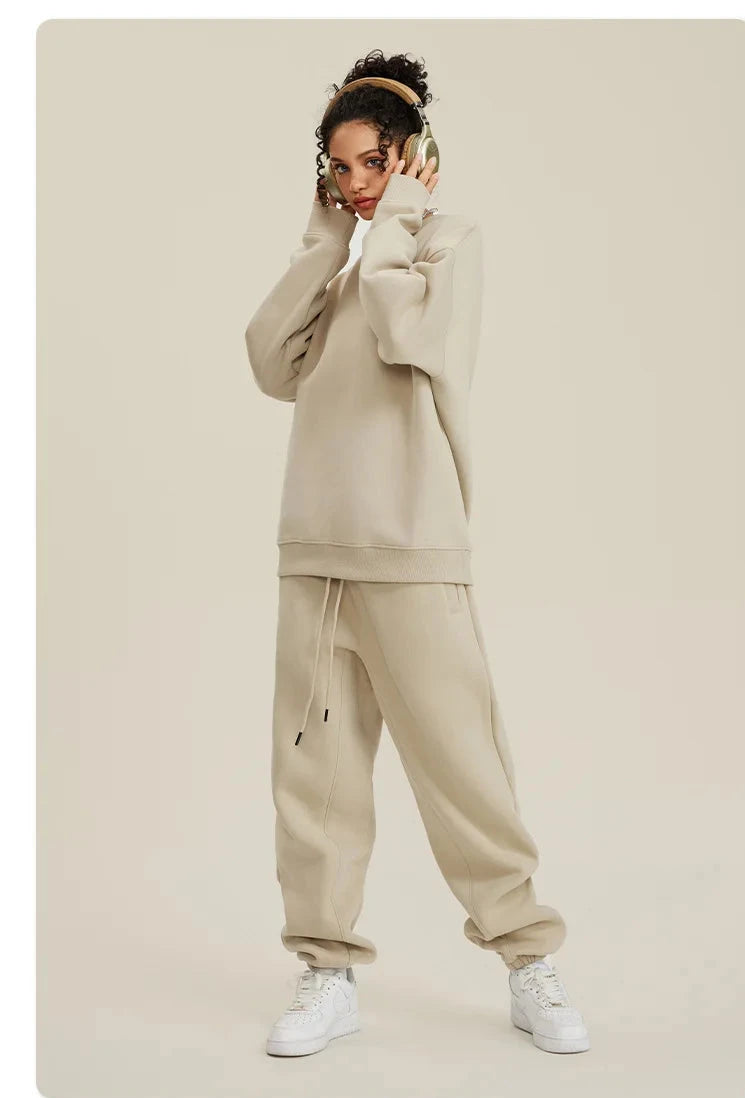 Unisex Round Neck Oversized Sweatshirt and Joggers Set