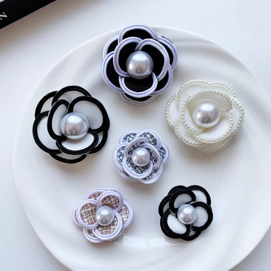 Handmade Fabric Camellia Flower Brooch - Pearl Wedding Corsage