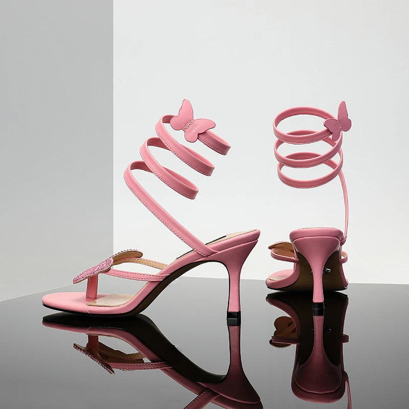 Women's Butterfly Flip Flops - High Heel Beach Sandals