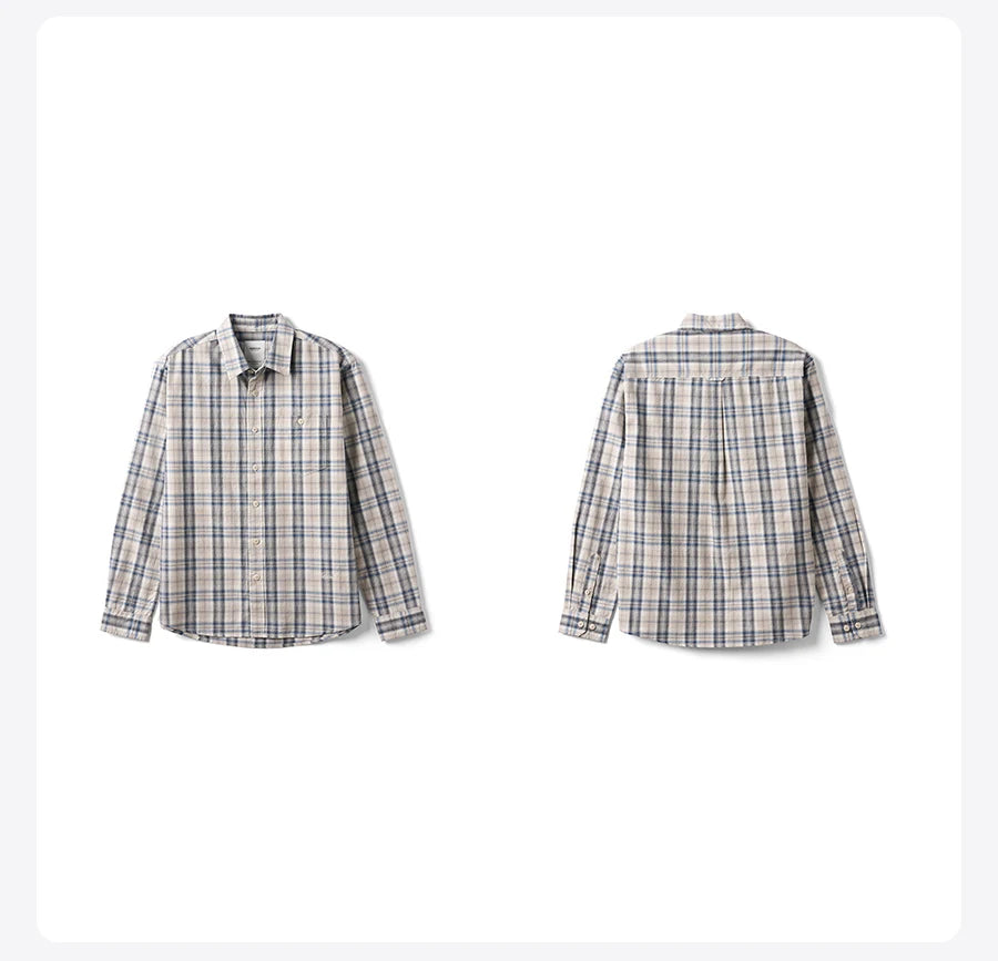 Men's  Premium Cotton Linen Plaid Shirt - 180gsm Oversize Casual