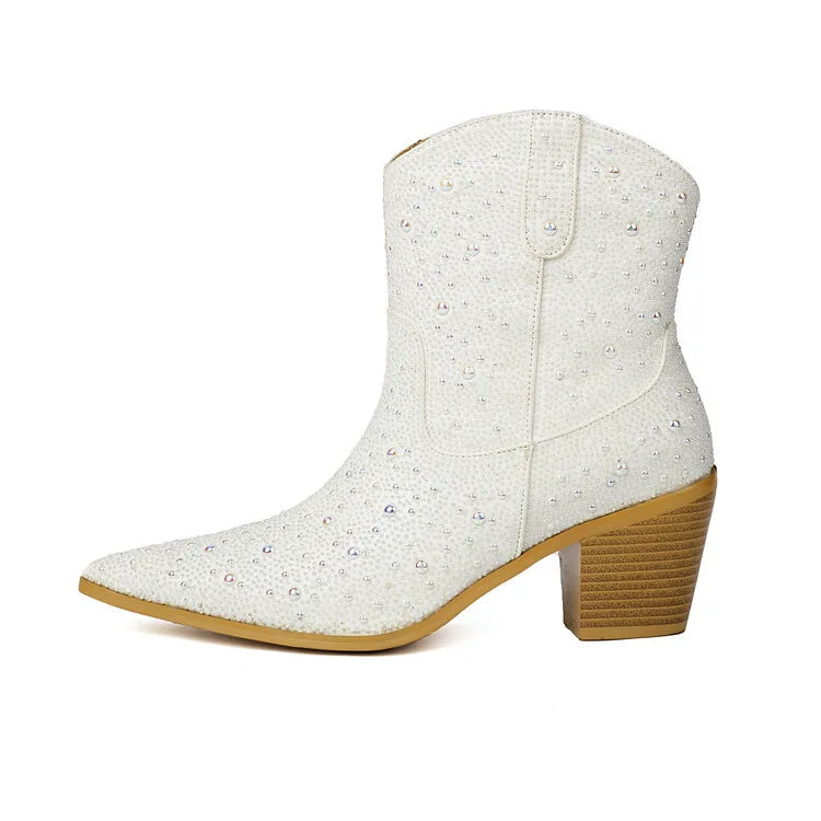 Pearl Pointed Toe Ankle Boots