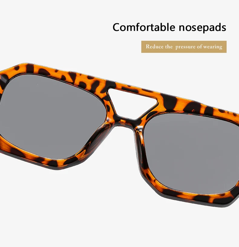 Women's 2pcs Set Fashion  Retro Square UV Resistant  Sunglasses