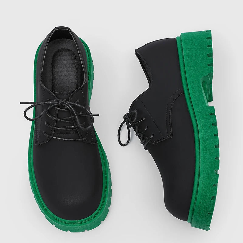 Platform Derby Shoes - Men's Genuine Leather Business & Casual Footwear