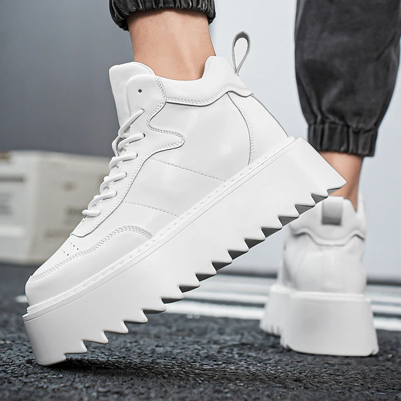 Men’s Casual Platform High Top Skateboard Vulcanized Sport Shoes Lace Up Sneakers