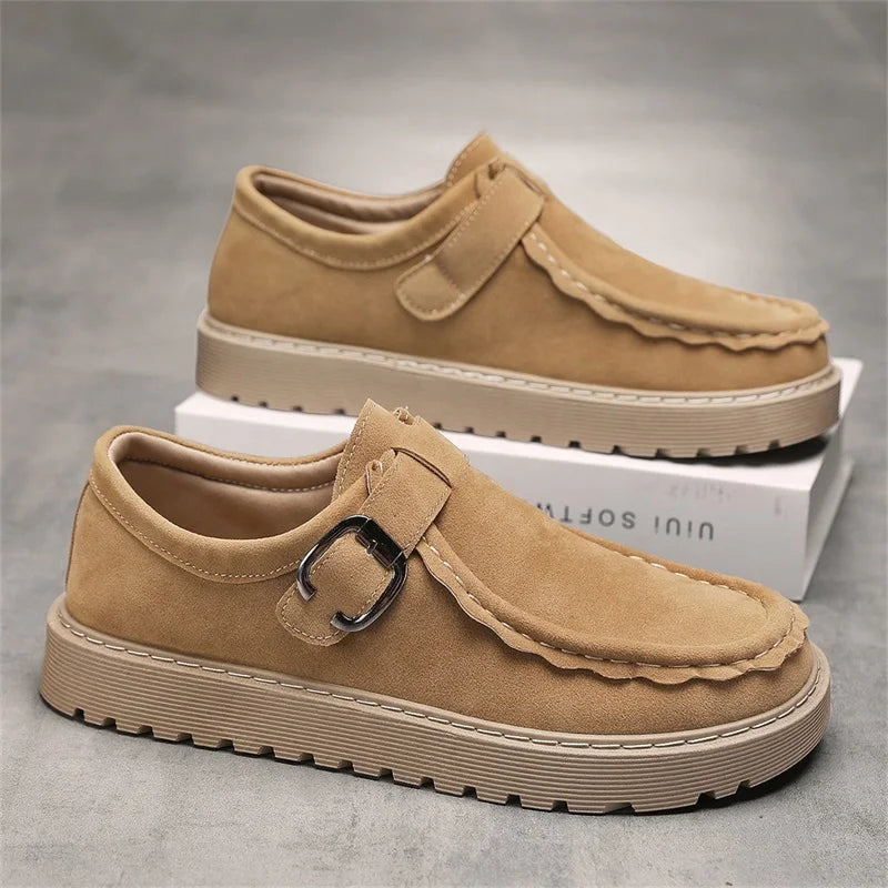 Men's Platform Sneakers - Buckle Closure Tennis Sports Shoes