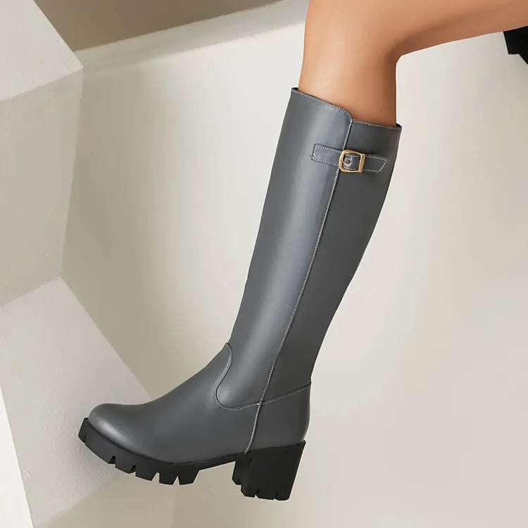 Faux Suede Ankle Boots - 5cm Flat Heel with Belt Buckle Detail