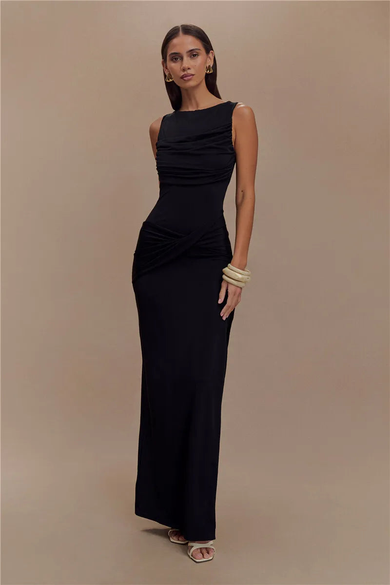 Backless Knit Tank Maxi Dress