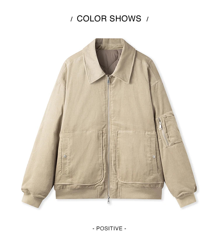 Men's Corduroy Pilot Jacket - Thick Oversize Cotton Winter Jacket