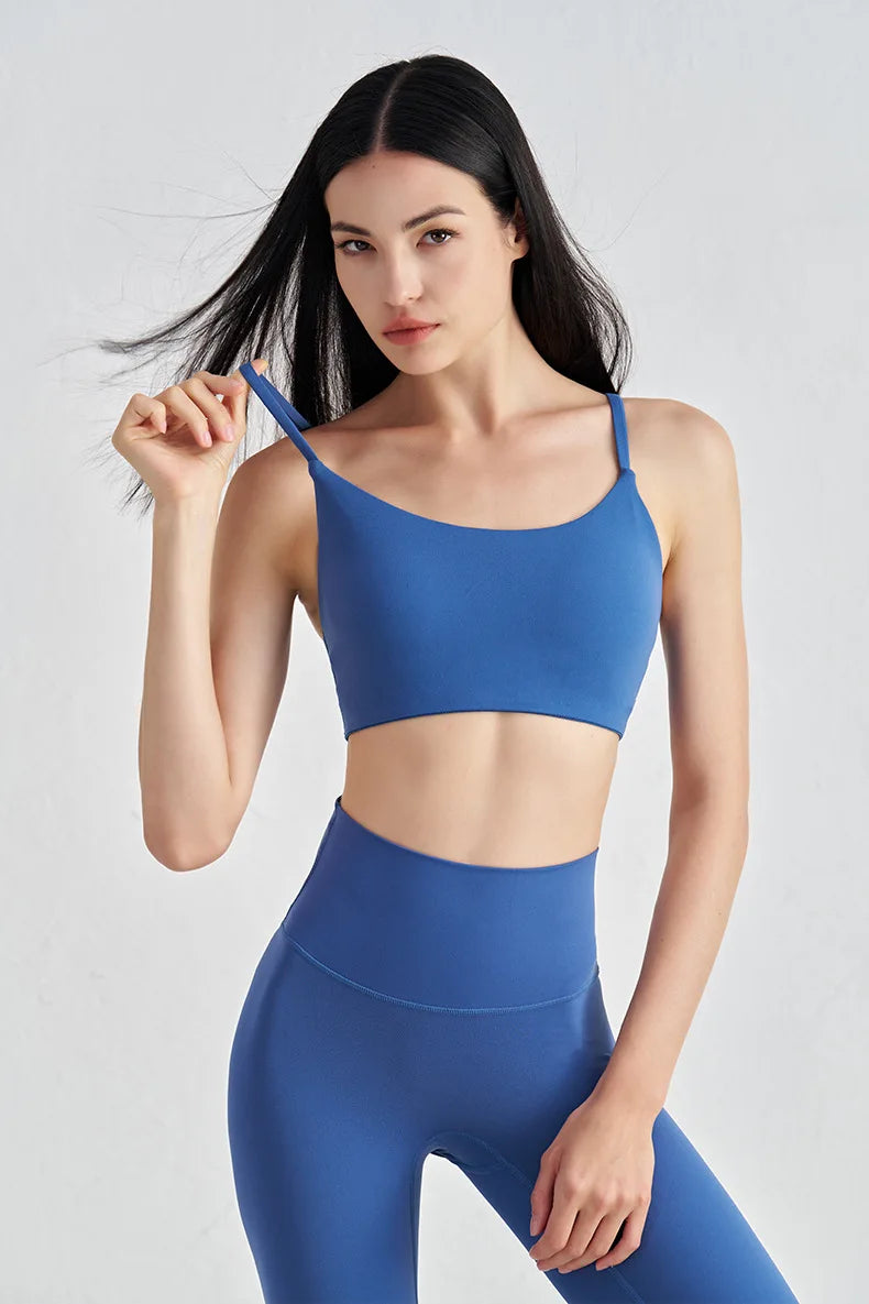 Nylon Spandex Yoga Bra Top - Removable Pads & Adjustable Straps