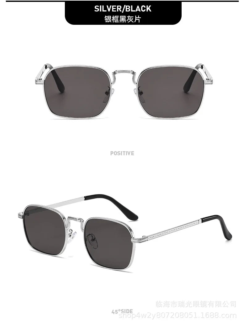 Retro Square Oval Metal Sunglasses - UV400 Protection for Women & Men