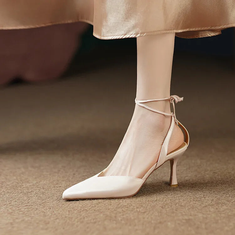 Women's Pointed Toe Rhinestone Wedding Sandals - Bowknot Pendant Pumps