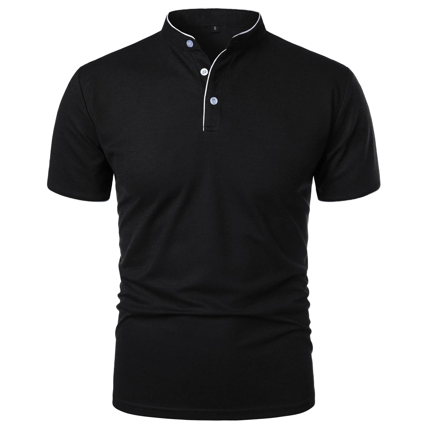 Men's Summer Short Sleeve Stand Collar Smart Casual Slim Fit Lightweight T-Shirt