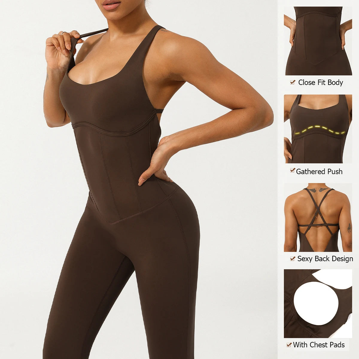 Women's Running Gym Jumpsuit - One Piece Fitness Yoga Set Breathable Quick Dry Sportswear Workout Activewear