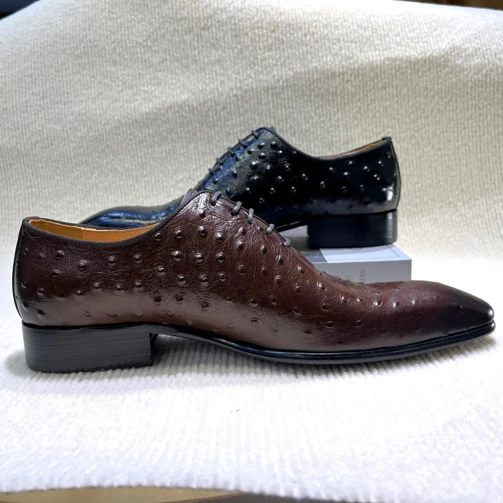 Crocodile Pattern Square Toe Brogue Leather Oxford Shoes