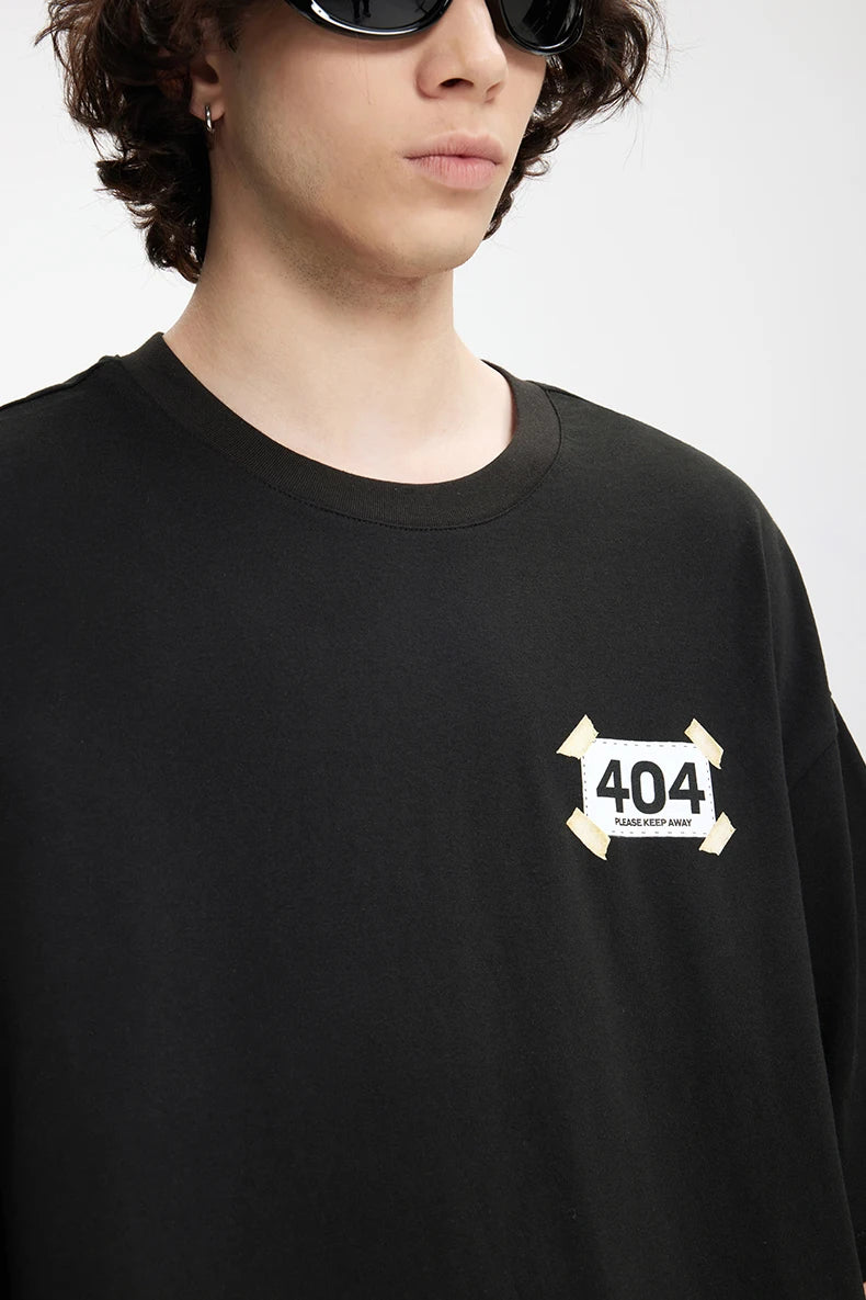 Unisex 404 Print 65G Heavyweight American Street Style Casual Short Sleeve T-Shirt