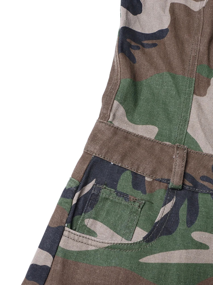 Women's Camouflage Cargo Jumpsuit  - Strapless Sleeveless High Waist Spliced Pockets Jumpsuit