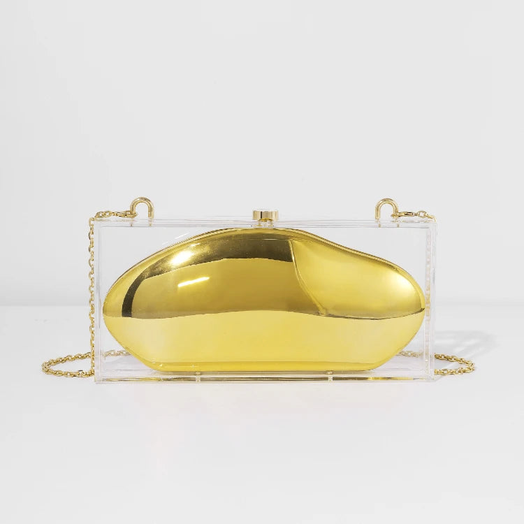 Women's Square Acrylic Chain Shoulder Bag – Elegant Clutch Crossbody Purse