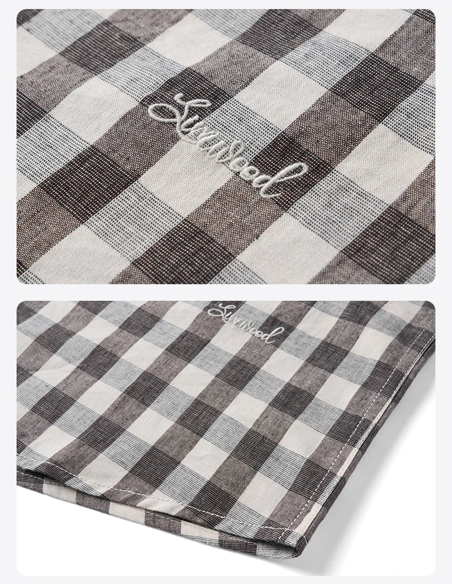 Oversized Linen Cotton Plaid Shirt - Casual Relaxed Fit