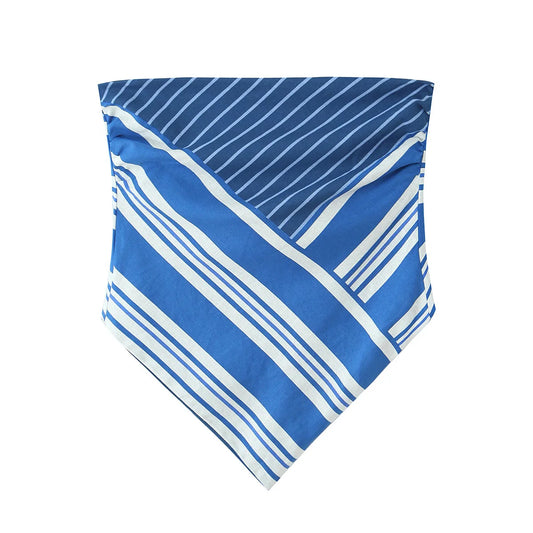 Women's Linen Striped Strapless Top - Slim Fit Summer Bandeau