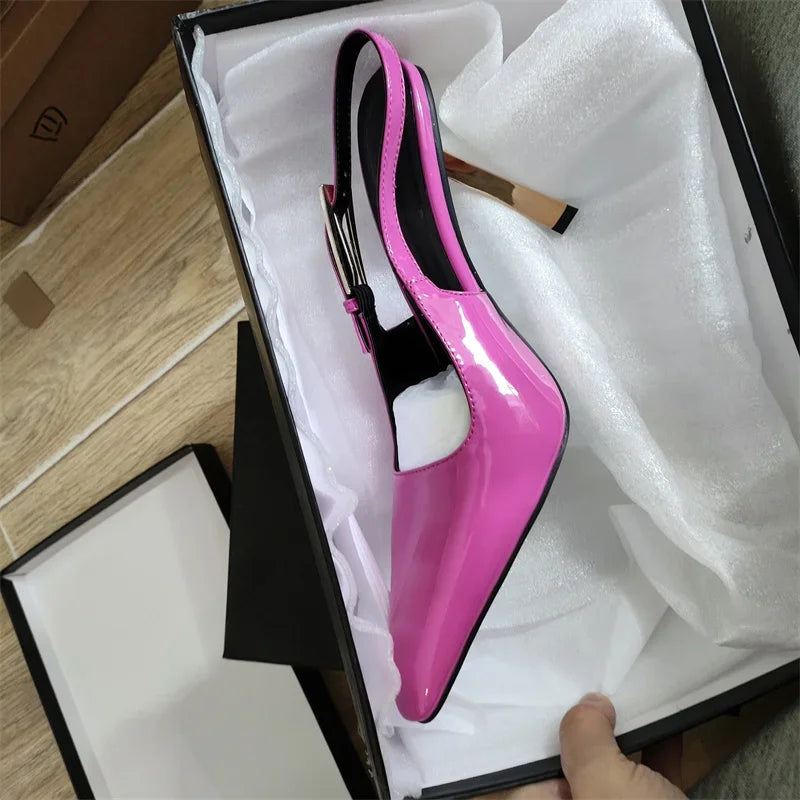 Women's Pointed Stiletto Sandals - One-Line Buckle Strap High Heels