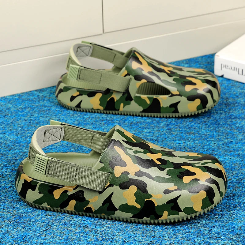 Men's Summer Slippers Sandals Camouflage  Clogs Beach Slippers Flip Flop Casual Slides