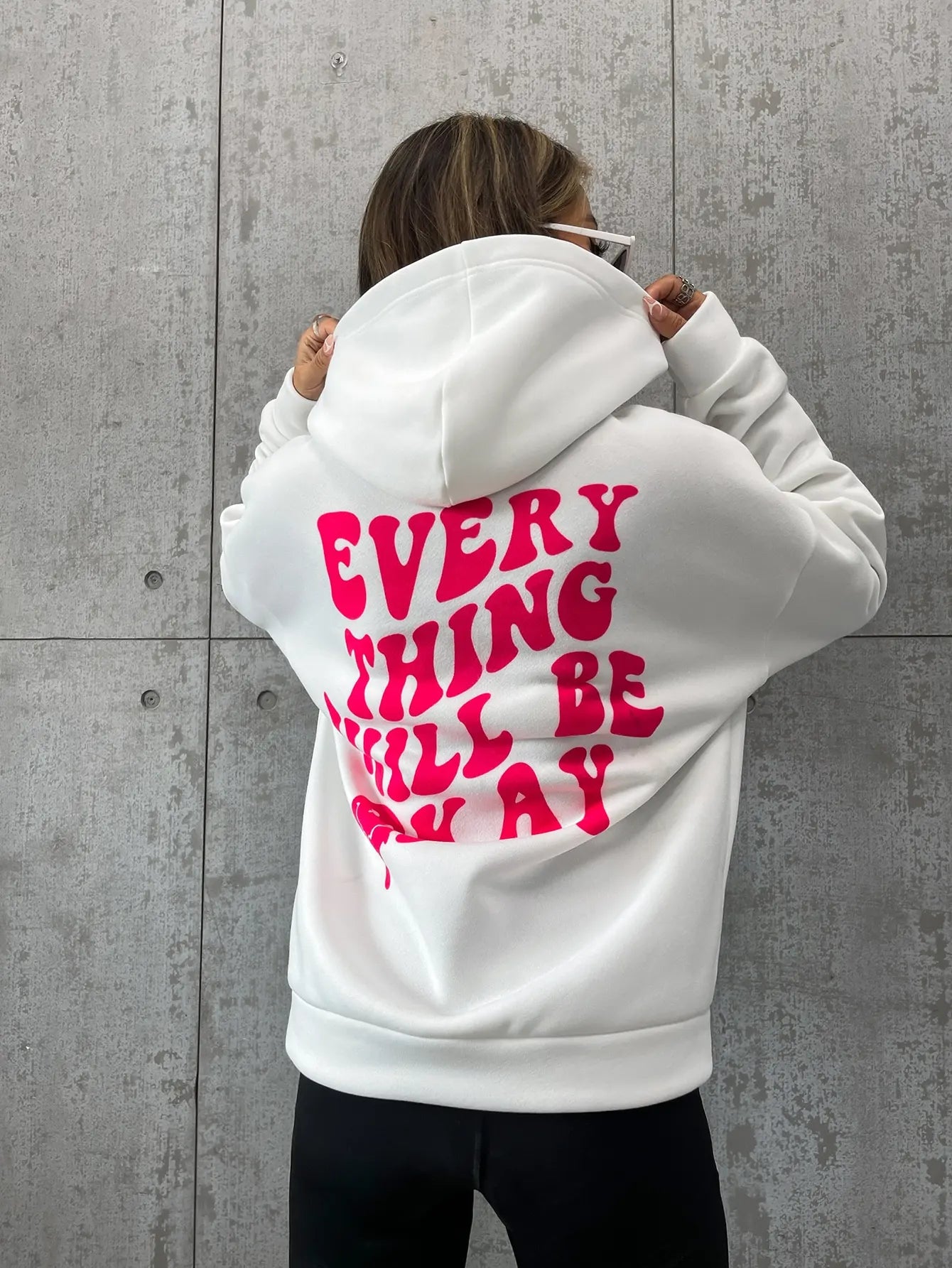 "Everything Will Be Okay " Print Pullover Hoodie