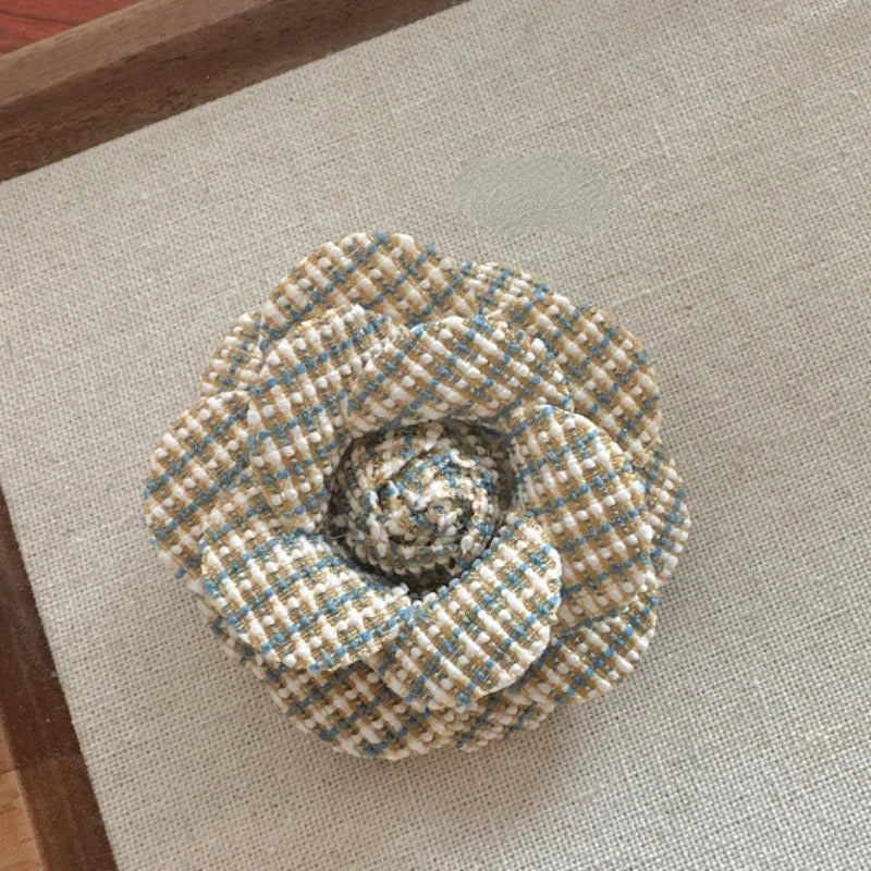 Camellia Flower Brooch - Elegant Fabric Corsage Pin for Women