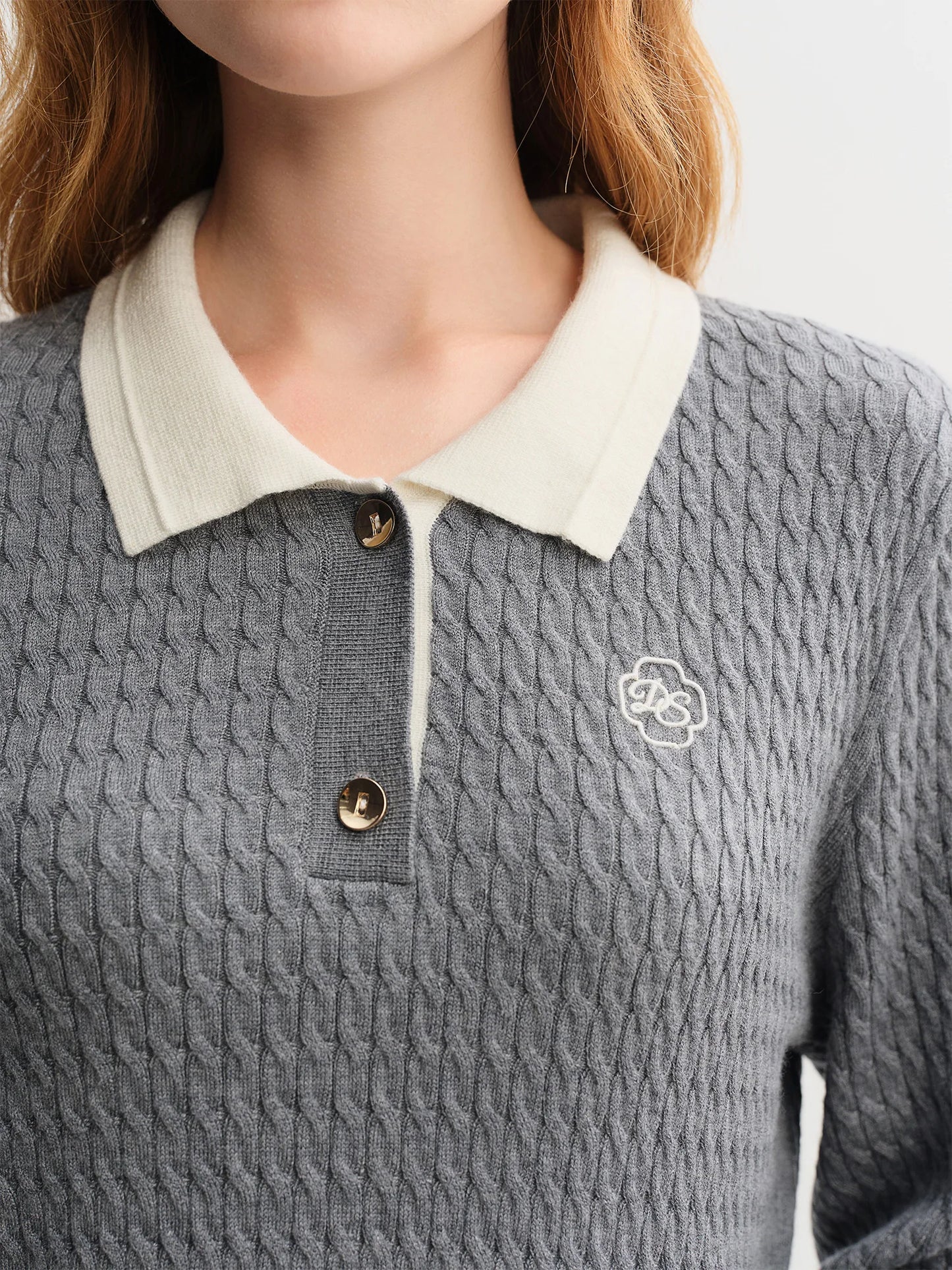 Ribbed Knit Polo Top - Relaxed Fit Collared Pullover