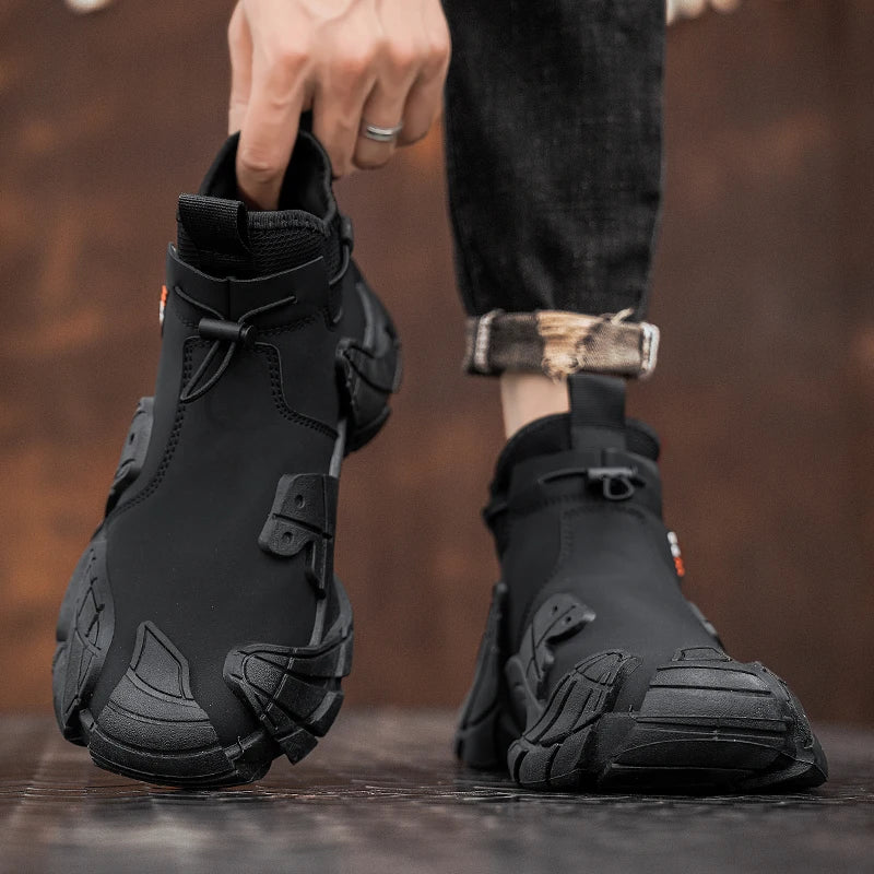High-Top Platform Sneakers - Men's Slip-On Ankle Boots