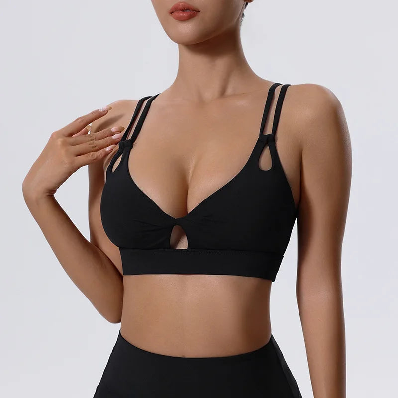 Women's High Impact Push-Up Sports Bra – Open Back Gym Crop Top