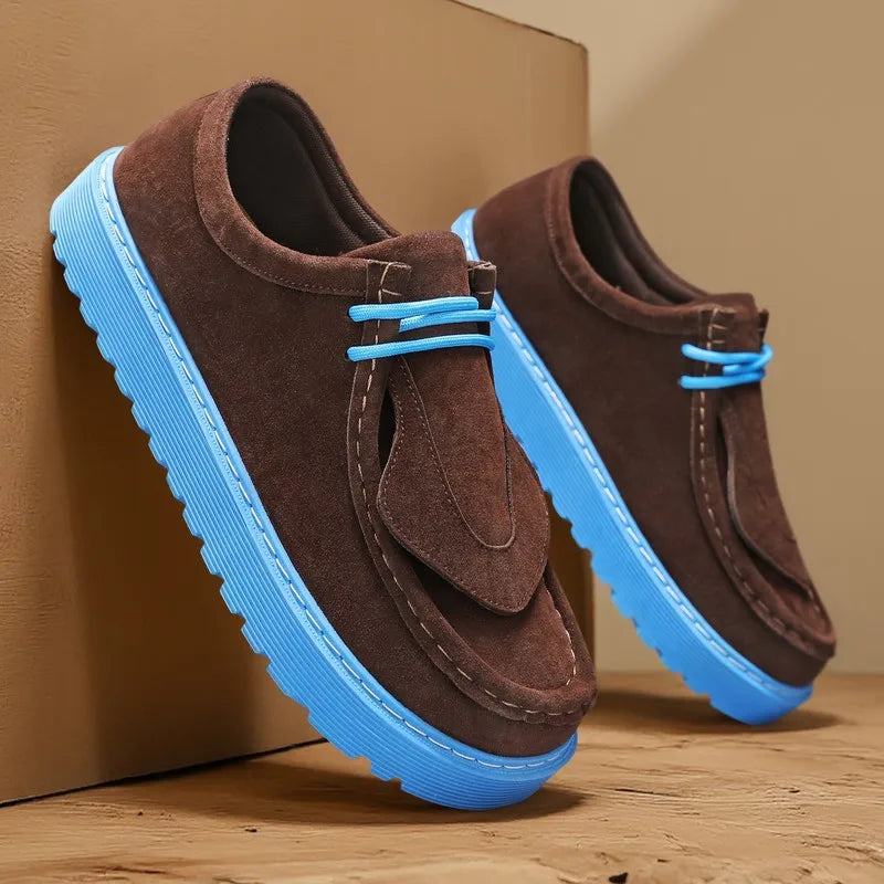 Men's Casual Platform Sneakers - Lace-Up Tennis Sports Shoes