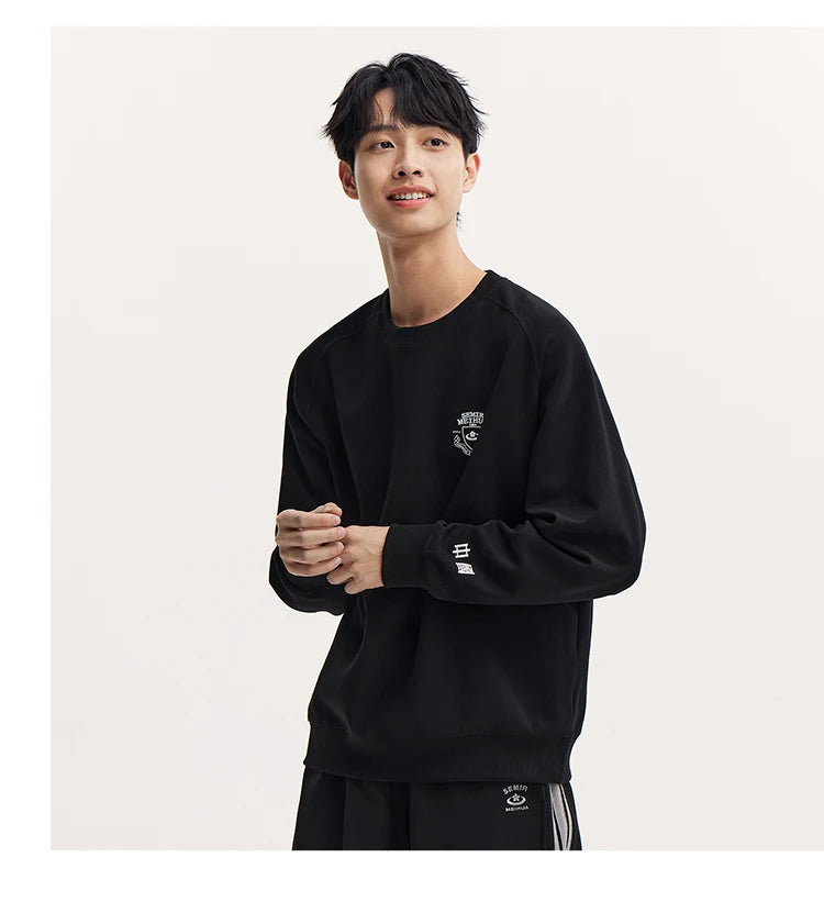 Heavyweight Round Neck Sweatshirt - Premium Solid Color Pullover for Daily Wear