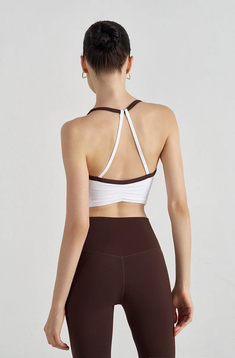 Two-Tone Nylon Sports Bra - Removable Chest Pad