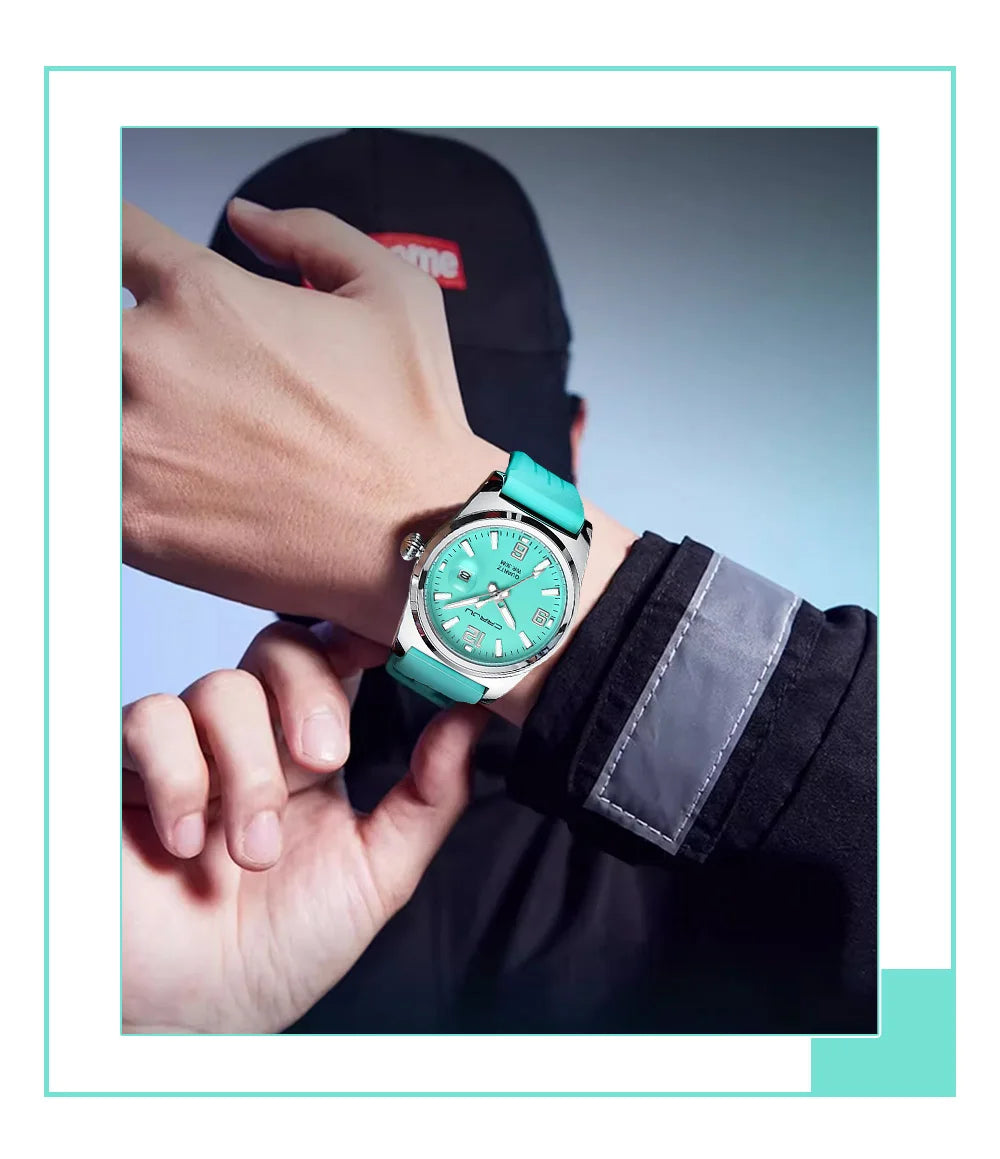 Casual Quartz Wristwatch - Waterproof Sport Watch with Silicone Strap & Luminous Display