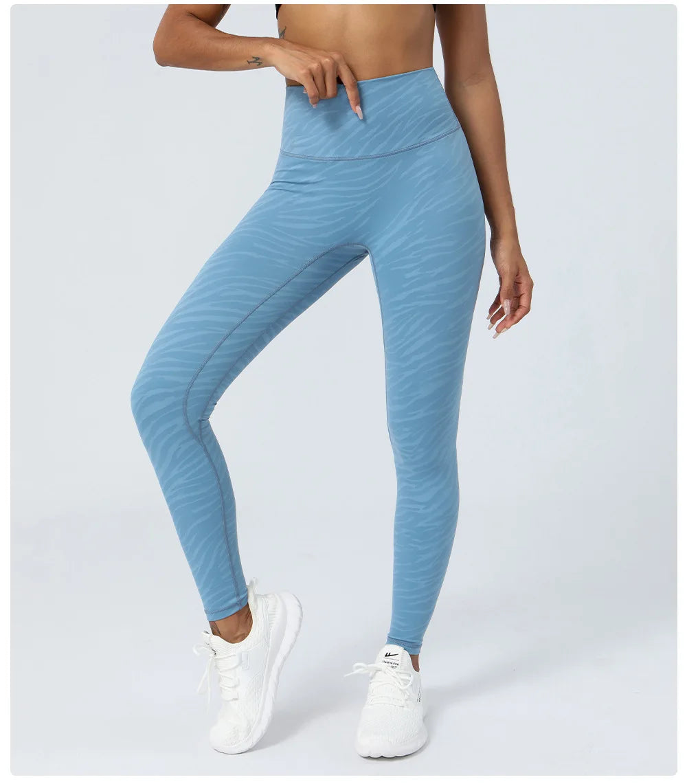 Women's High Waist Yoga Pants Buttery Soft Zebra Stripe Printed Sports Leggings Breathable Workout Running Tights Sportswear