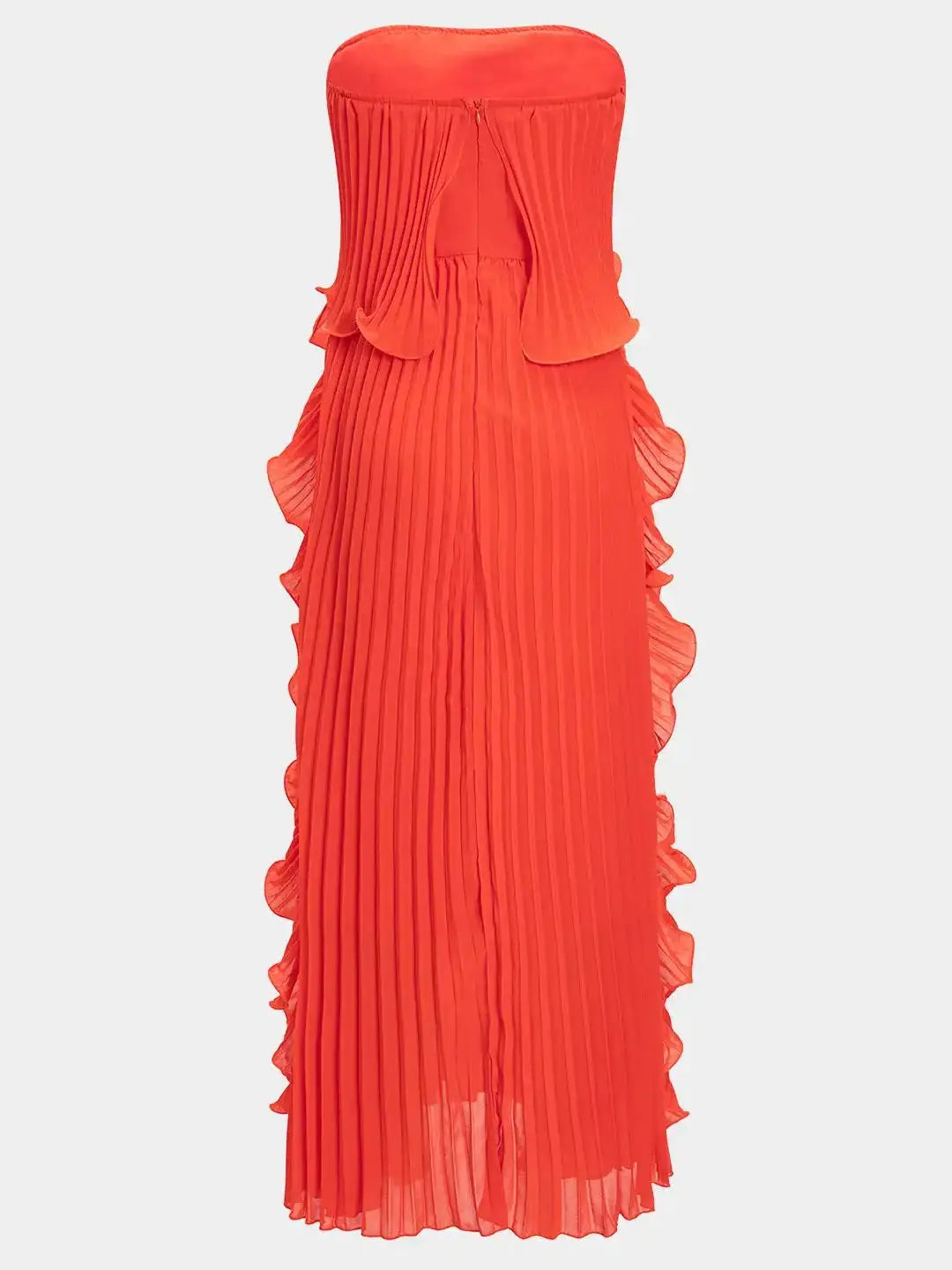 Pleated Wrap Maxi Dress - Off-Shoulder Cape Gown